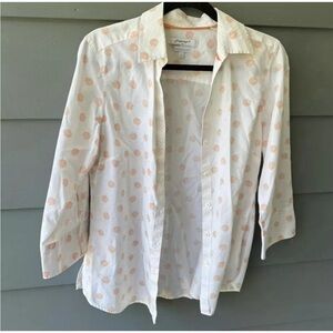 Foxcroft Sz 10 Seashell Print Button Front Heritage Blouse